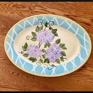 Jay Import Ceramic Spring Oval Serving Platter Hydrangea Design 17”.